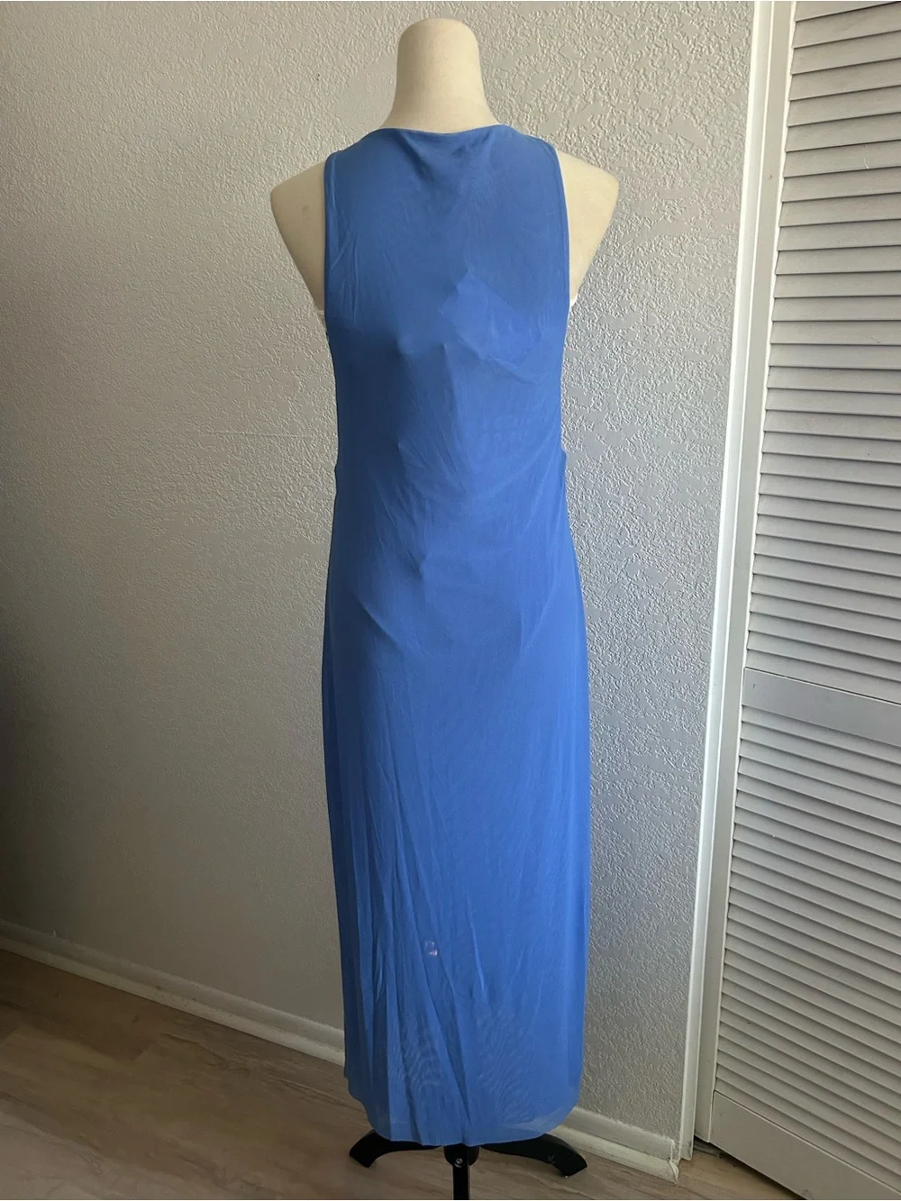 Caroline Constas Luxury Resort Ocean Blue Mesh Sleeveless Coverup Maxi Dress